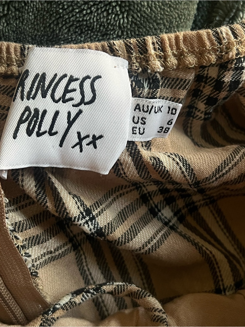 Princess Polly Tan and Black Plaid Mini Skirt